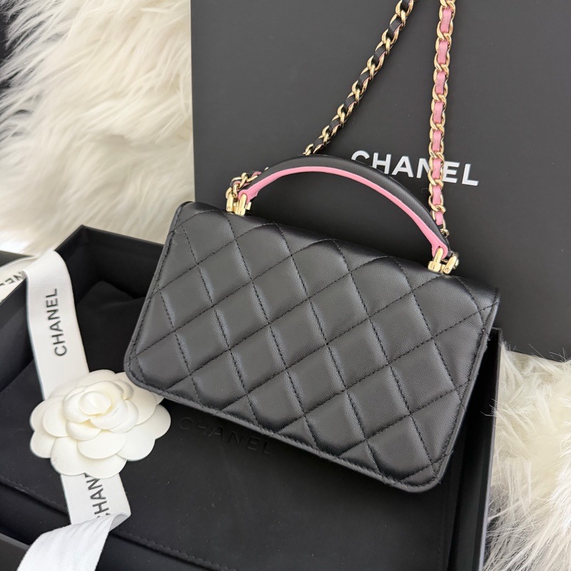 Chanel mini cf 提把woc 粉黑色💕🖤 Blackpink配色-3