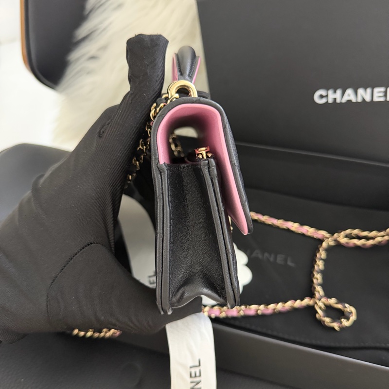 Chanel mini cf 提把woc 粉黑色💕🖤 Blackpink配色-8