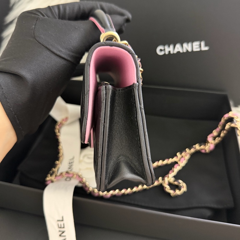 Chanel mini cf 提把woc 粉黑色💕🖤 Blackpink配色-9