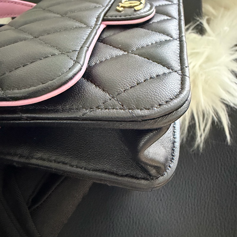 Chanel mini cf 提把woc 粉黑色💕🖤 Blackpink配色-11