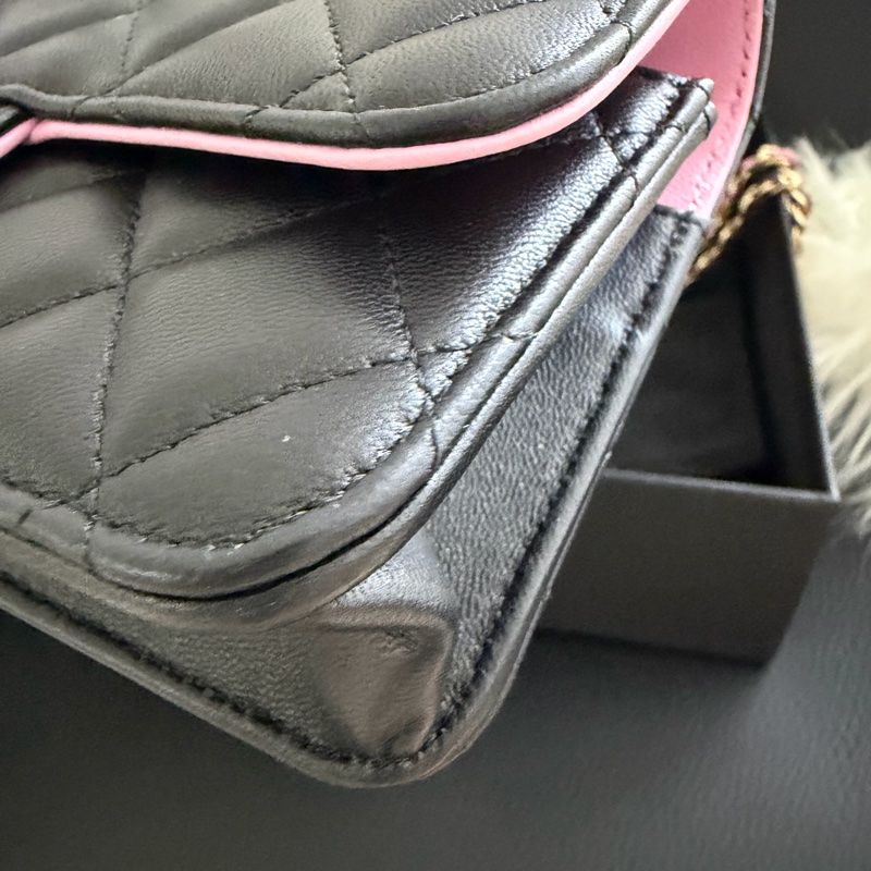 Chanel mini cf 提把woc 粉黑色💕🖤 Blackpink配色-12