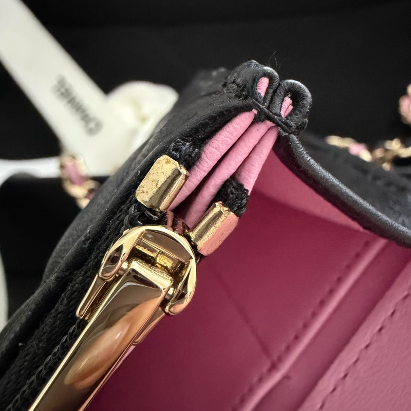 Chanel mini cf 提把woc 粉黑色💕🖤 Blackpink配色-23