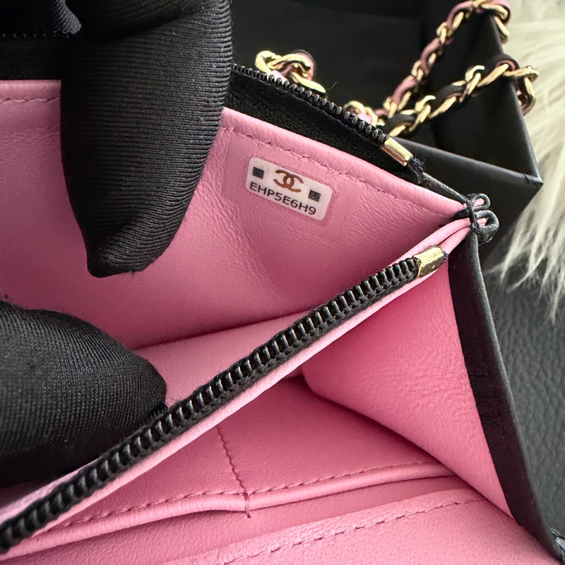 Chanel mini cf 提把woc 粉黑色💕🖤 Blackpink配色-26