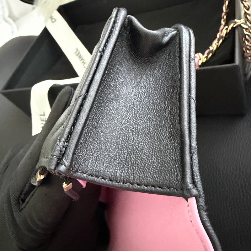 Chanel mini cf 提把woc 粉黑色💕🖤 Blackpink配色-27