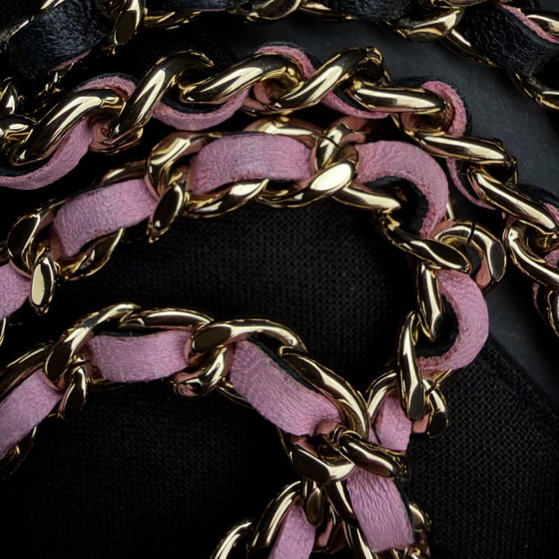 Chanel mini cf 提把woc 粉黑色💕🖤 Blackpink配色-35