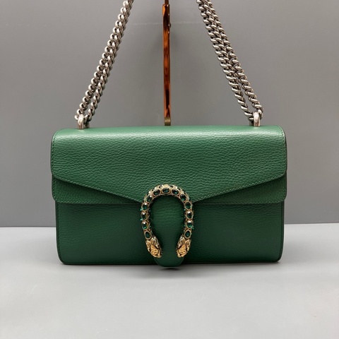 GUCCI 97新 祖母綠中號鑽扣酒神鏈條包 尺寸28*17 SV18493