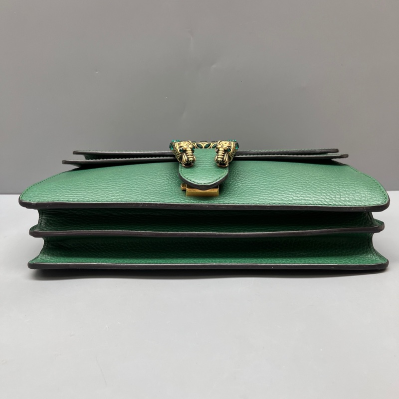 GUCCI 97新 祖母綠中號鑽扣酒神鏈條包 尺寸28*17 SV18493-2