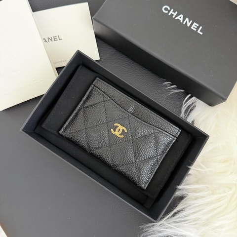 Chanel 經典卡夾 扁卡夾荔枝皮金釦 芯片款