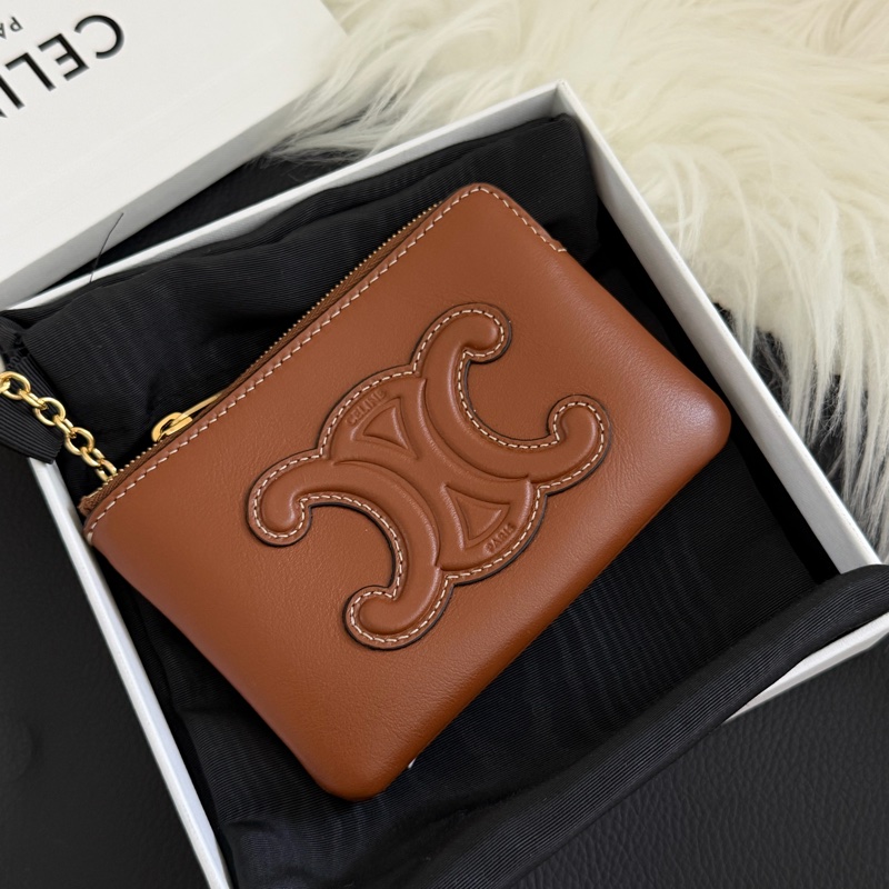 Celine triomphe 凱旋門 棕色零錢包-2