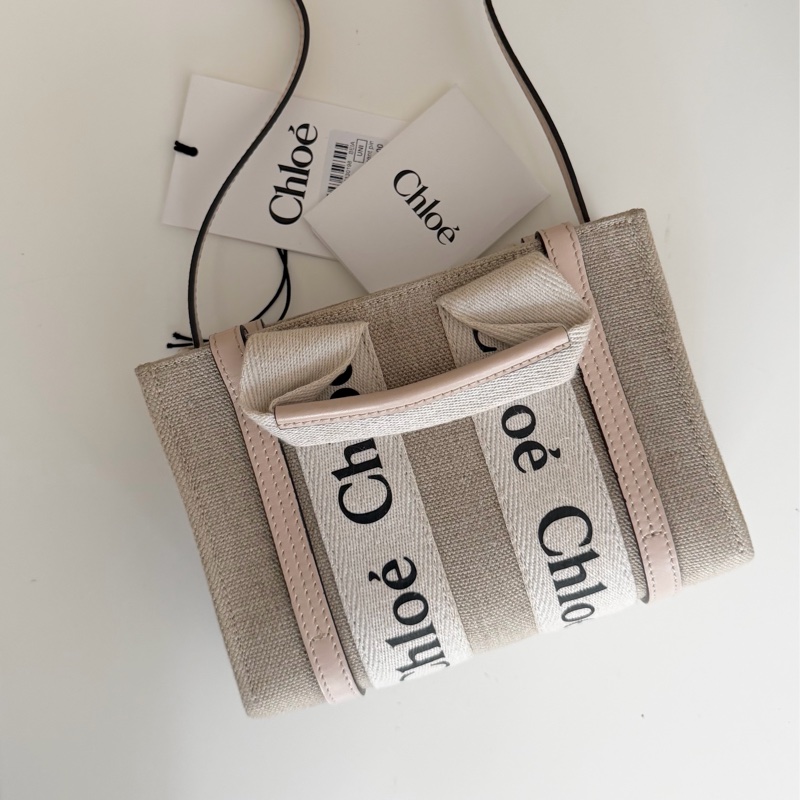 「有背帶 新款」Chloe woody 迷你 粉色-0