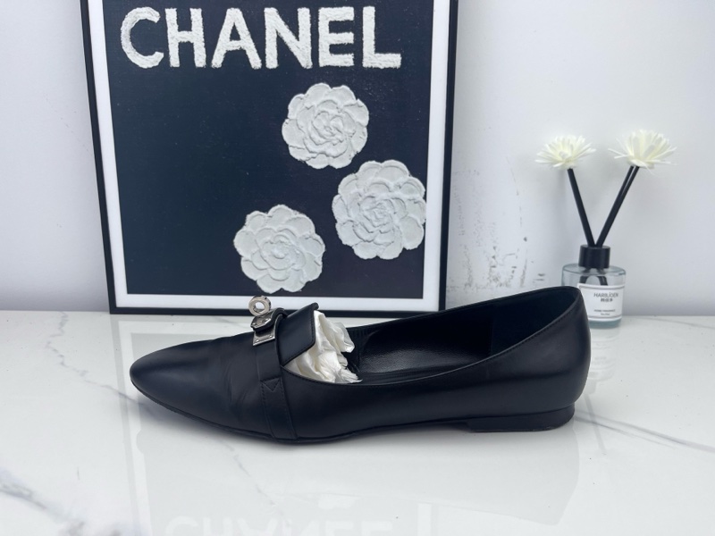 Hermes 愛馬仕 黑銀Kelly扣低跟鞋38碼 98新-3