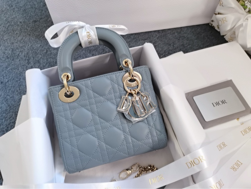 Dior 迪奧 戴妃三格 霧霾藍 琺瑯扣 鏈條肩帶 全套-0