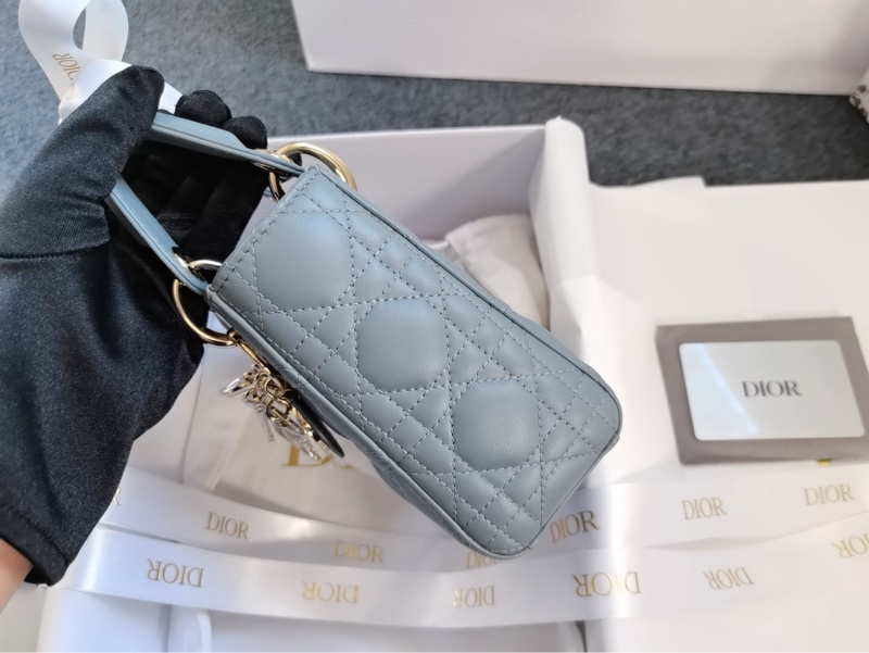 Dior 迪奧 戴妃三格 霧霾藍 琺瑯扣 鏈條肩帶 全套-2