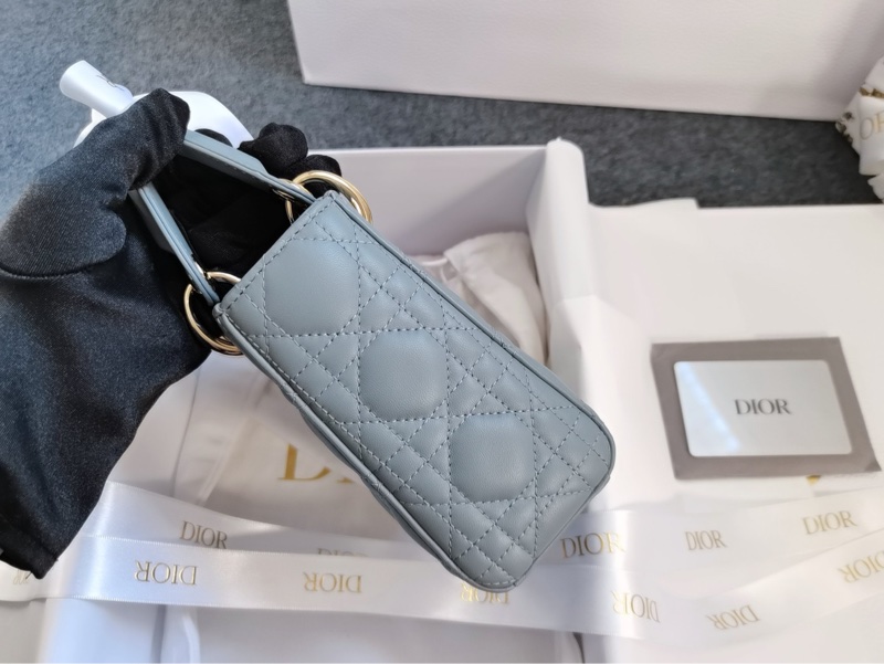 Dior 迪奧 戴妃三格 霧霾藍 琺瑯扣 鏈條肩帶 全套-3