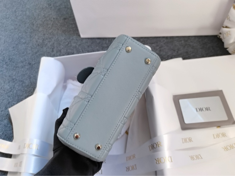 Dior 迪奧 戴妃三格 霧霾藍 琺瑯扣 鏈條肩帶 全套-4