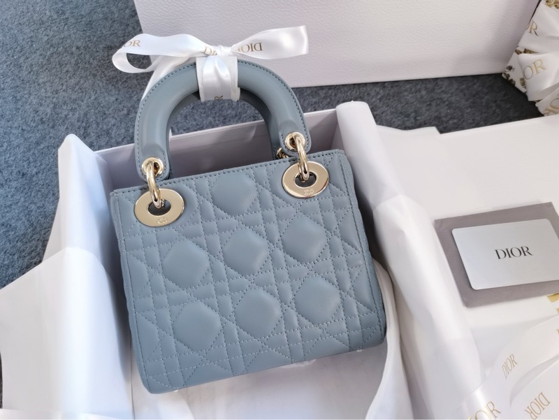 Dior 迪奧 戴妃三格 霧霾藍 琺瑯扣 鏈條肩帶 全套-5