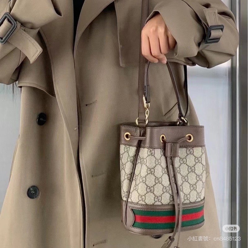 🤎古馳小水桶GUCCI原花Ophidia抽繩迷你小水桶550620-1
