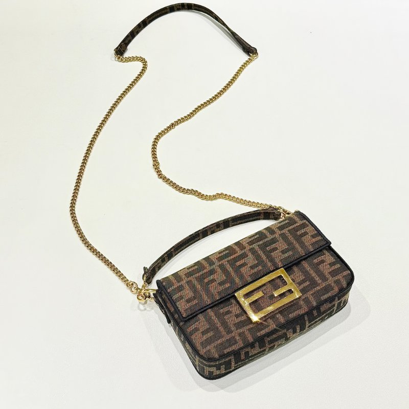 FENDI - 棕色FF緹花布MINI法棍包-0