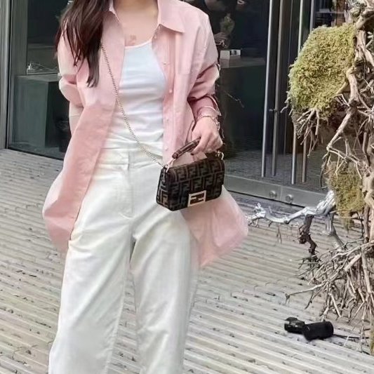 FENDI - 棕色FF緹花布MINI法棍包-3