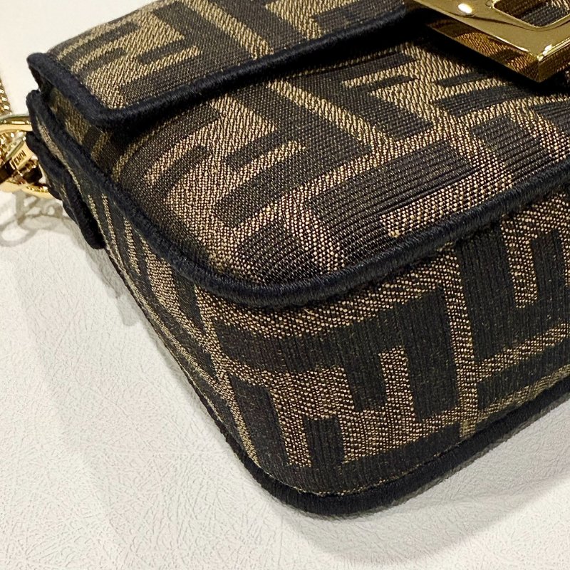 FENDI - 棕色FF緹花布MINI法棍包-5
