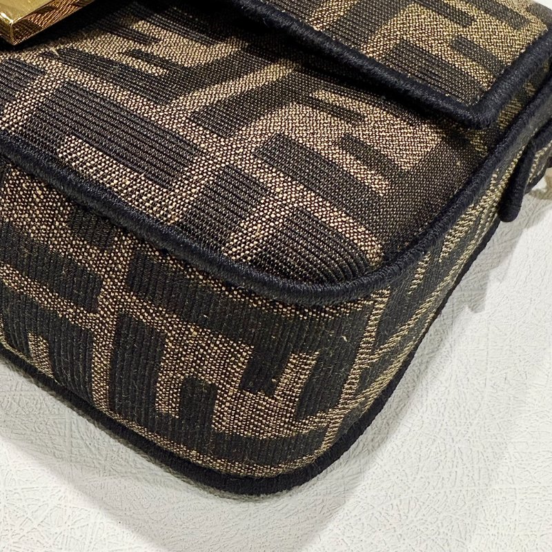 FENDI - 棕色FF緹花布MINI法棍包-6