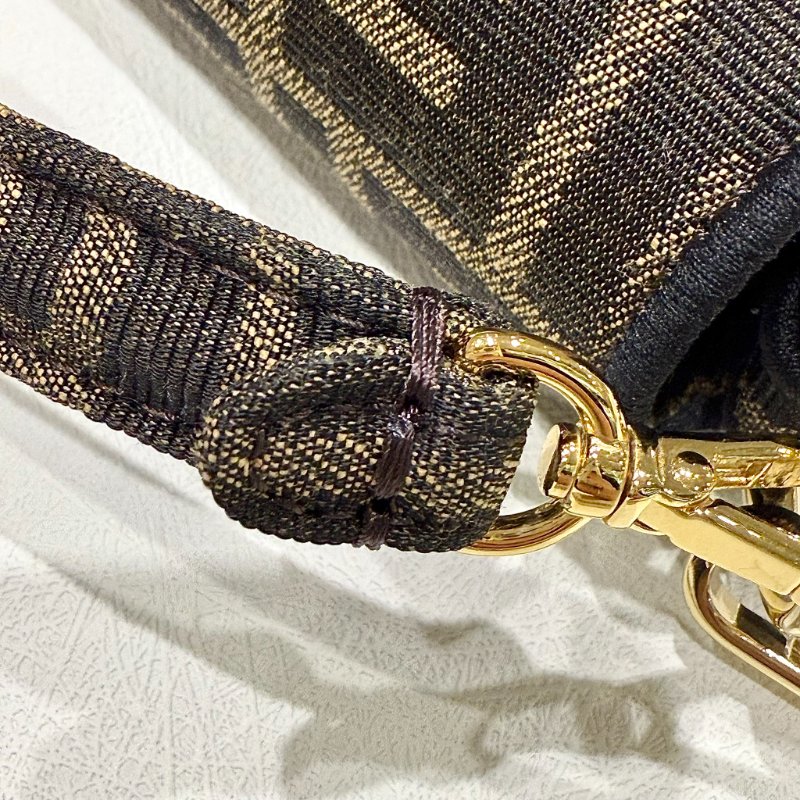 FENDI - 棕色FF緹花布MINI法棍包-13