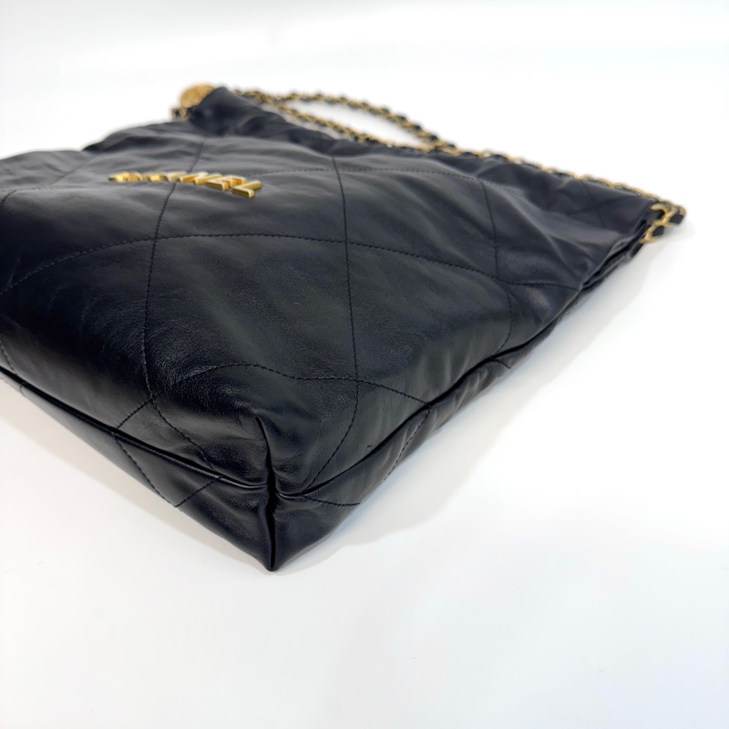 🖤香奈兒垃圾袋Chanel黑金油蠟牛皮小號22Bag AS3260-7
