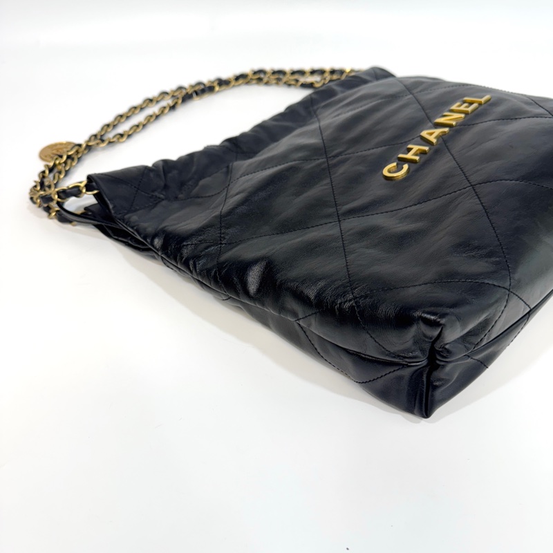 🖤香奈兒垃圾袋Chanel黑金油蠟牛皮小號22Bag AS3260-8