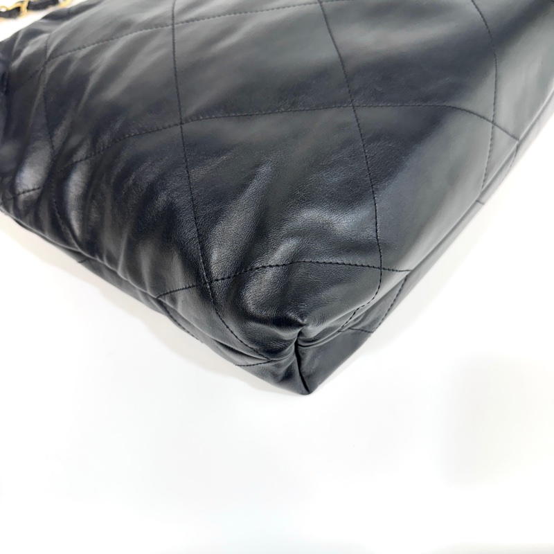 🖤香奈兒垃圾袋Chanel黑金油蠟牛皮小號22Bag AS3260-18