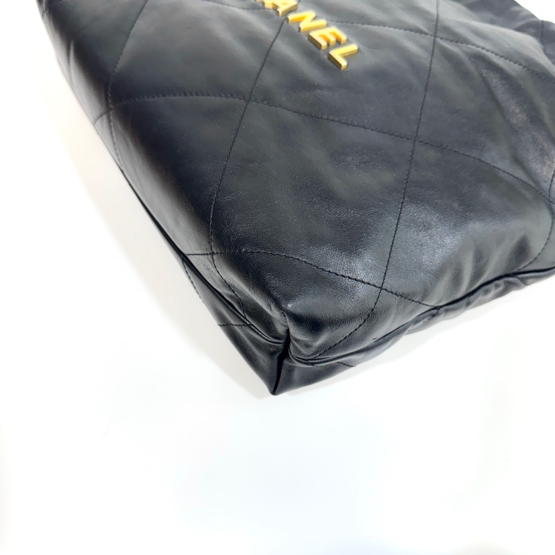 🖤香奈兒垃圾袋Chanel黑金油蠟牛皮小號22Bag AS3260-19