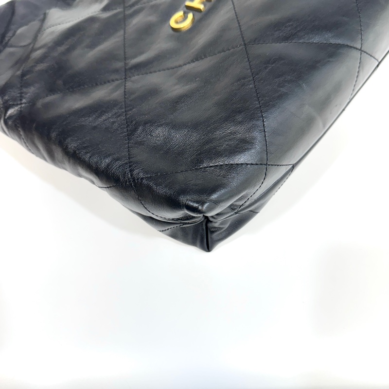 🖤香奈兒垃圾袋Chanel黑金油蠟牛皮小號22Bag AS3260-20