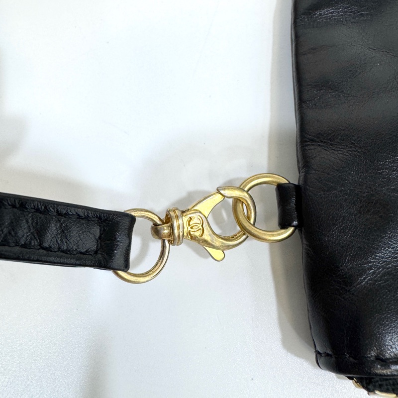🖤香奈兒垃圾袋Chanel黑金油蠟牛皮小號22Bag AS3260-30