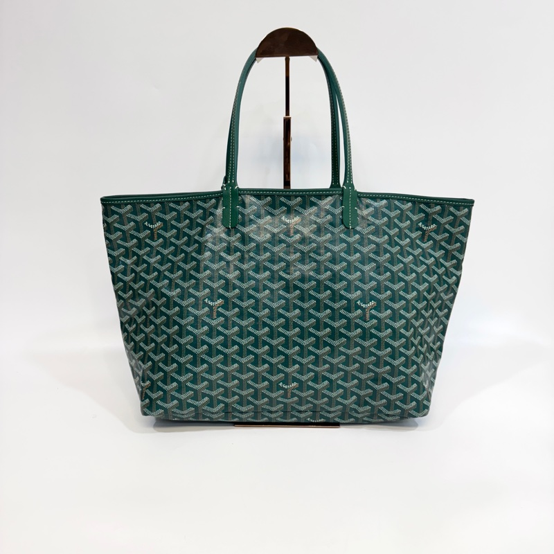 💚戈雅托特Goyard綠色牛皮飾邊Saint Louis PM托特包STLOUIPMLTY09CL09P-7