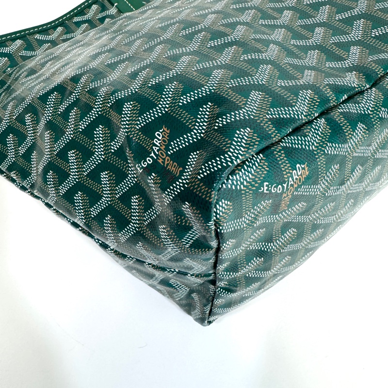 💚戈雅托特Goyard綠色牛皮飾邊Saint Louis PM托特包STLOUIPMLTY09CL09P-11