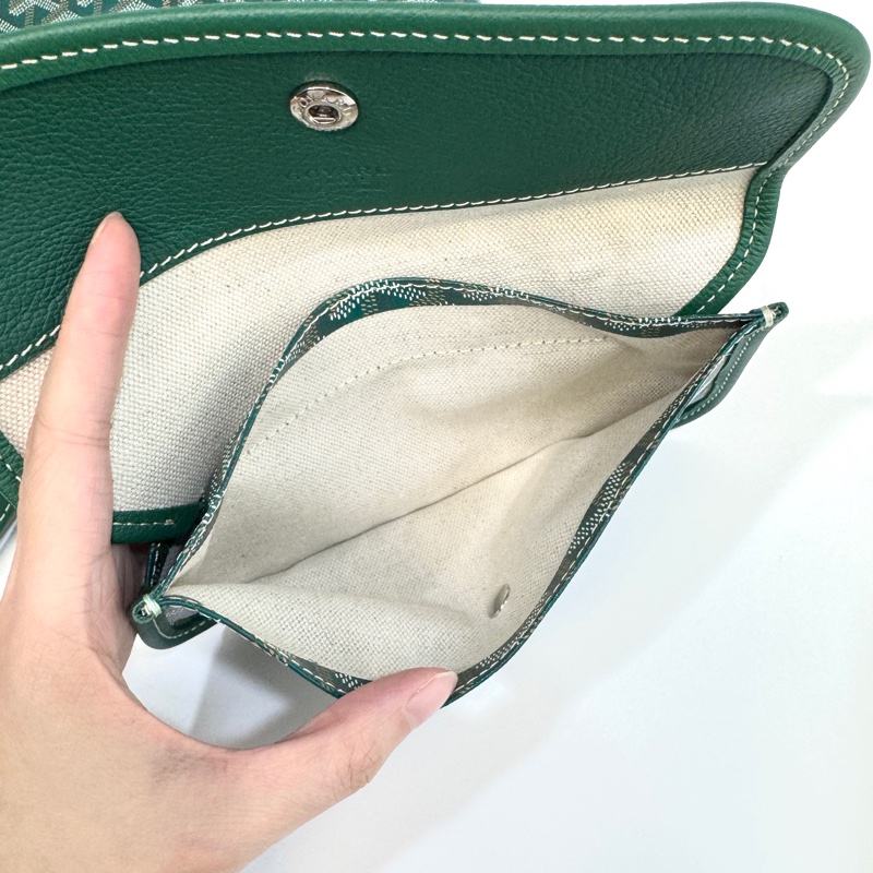 💚戈雅托特Goyard綠色牛皮飾邊Saint Louis PM托特包STLOUIPMLTY09CL09P-20