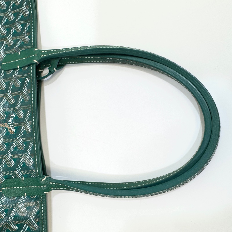 💚戈雅托特Goyard綠色牛皮飾邊Saint Louis PM托特包STLOUIPMLTY09CL09P-22