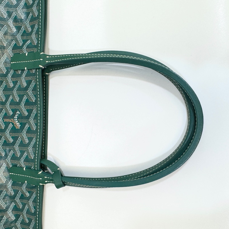 💚戈雅托特Goyard綠色牛皮飾邊Saint Louis PM托特包STLOUIPMLTY09CL09P-23