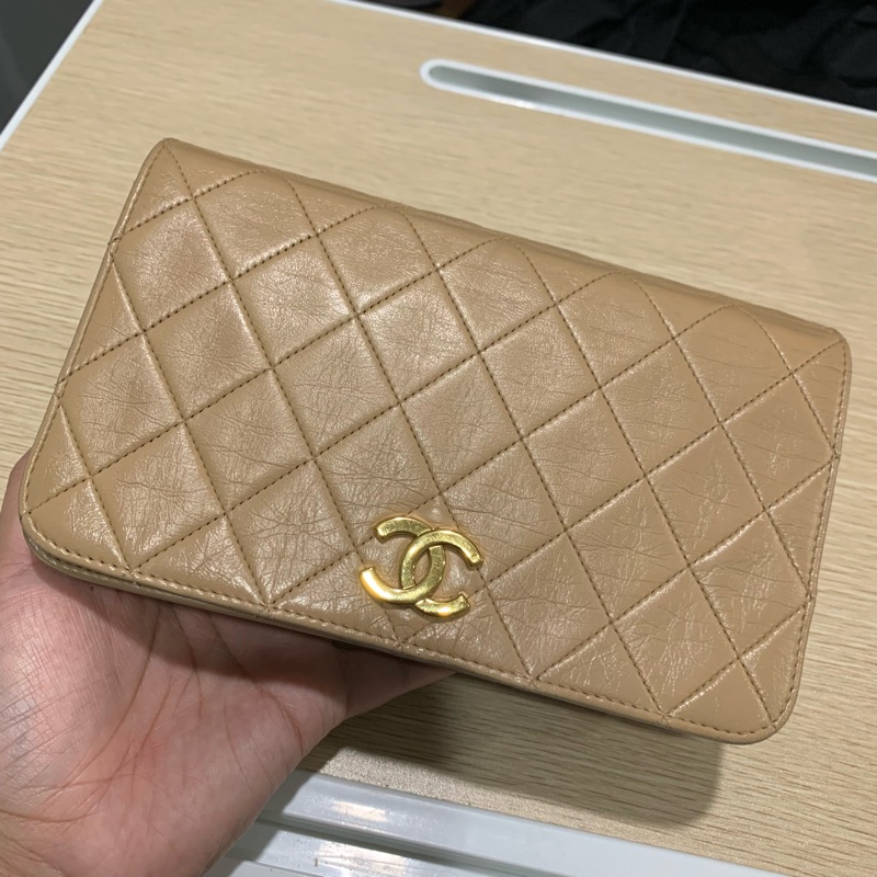 [CHANEL] VINTAGE 奶茶老香羊皮全蓋Coco-5