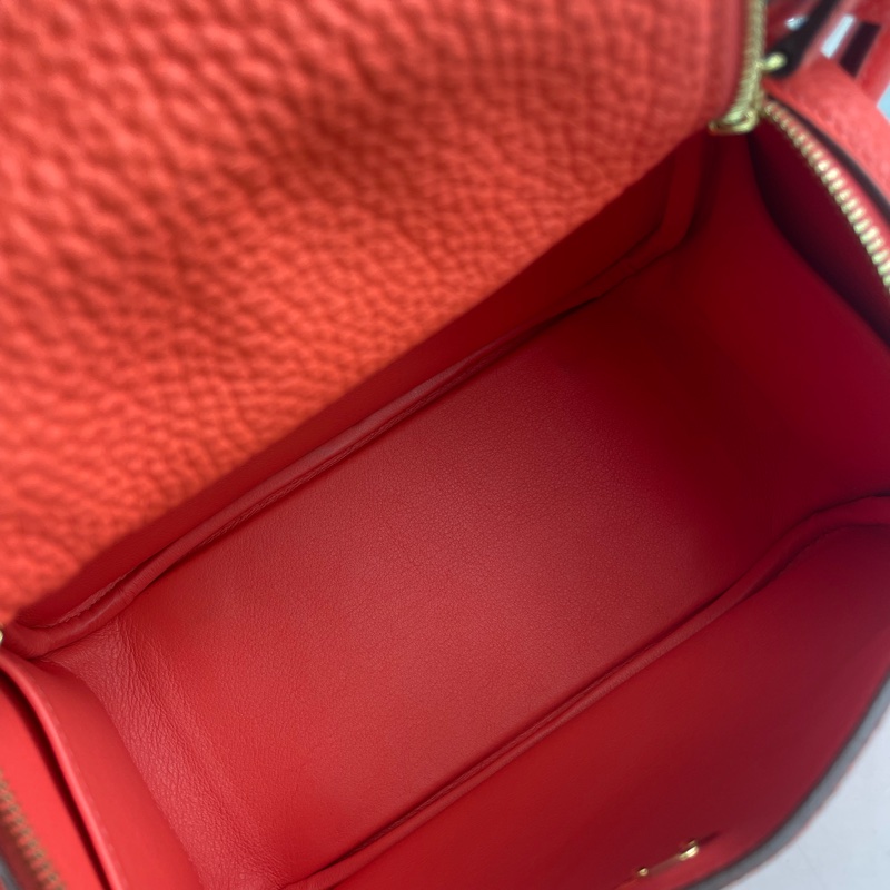 🌈Hermes🌟Mini Lindy一代🧡火焰橙色金扣🧡99新🌈TC皮🌟-4