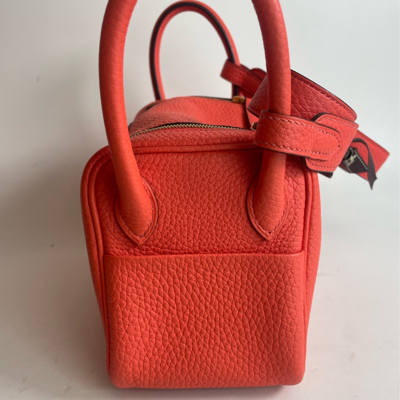 🌈Hermes🌟Mini Lindy一代🧡火焰橙色金扣🧡99新🌈TC皮🌟-5