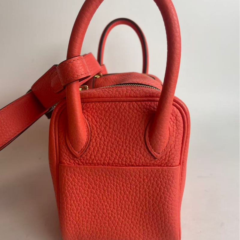 🌈Hermes🌟Mini Lindy一代🧡火焰橙色金扣🧡99新🌈TC皮🌟-6