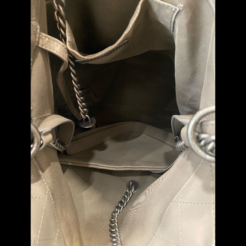 Chanel嘻皮大象灰Tote托特包菱格紋購物袋-6