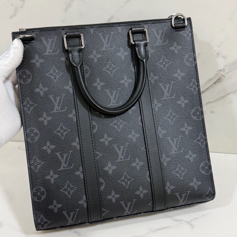 ®️LV Sac Plat Monogram 黑花男生公事包/手提包 M46098 晶片款-2