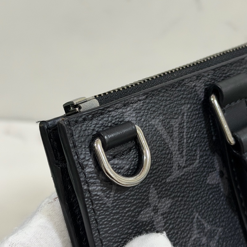 ®️LV Sac Plat Monogram 黑花男生公事包/手提包 M46098 晶片款-10