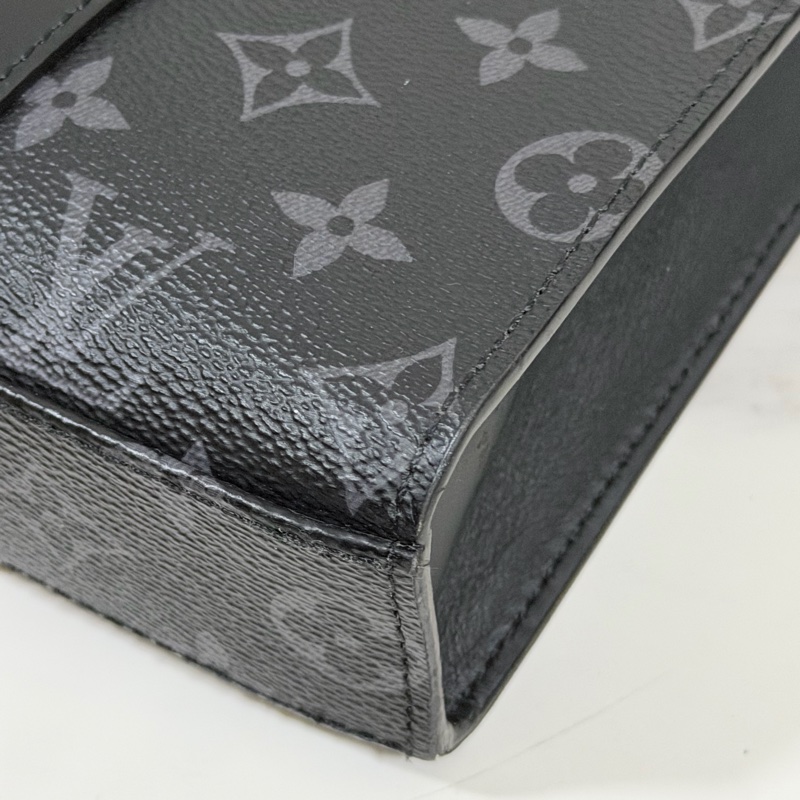 ®️LV Sac Plat Monogram 黑花男生公事包/手提包 M46098 晶片款-12