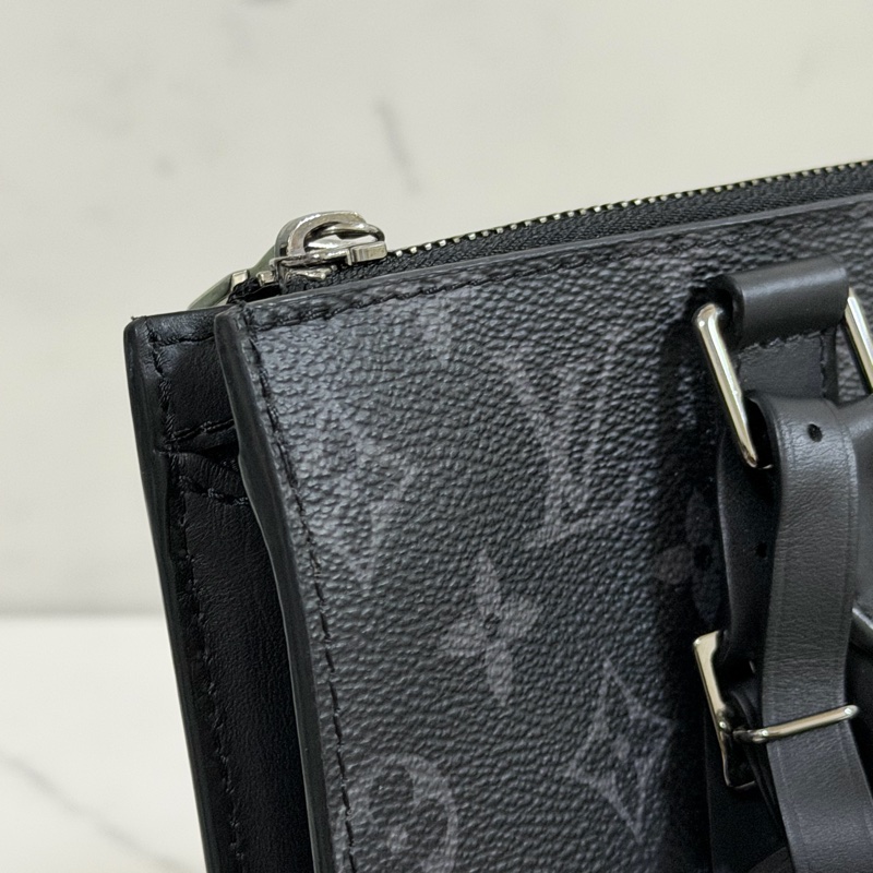 ®️LV Sac Plat Monogram 黑花男生公事包/手提包 M46098 晶片款-14