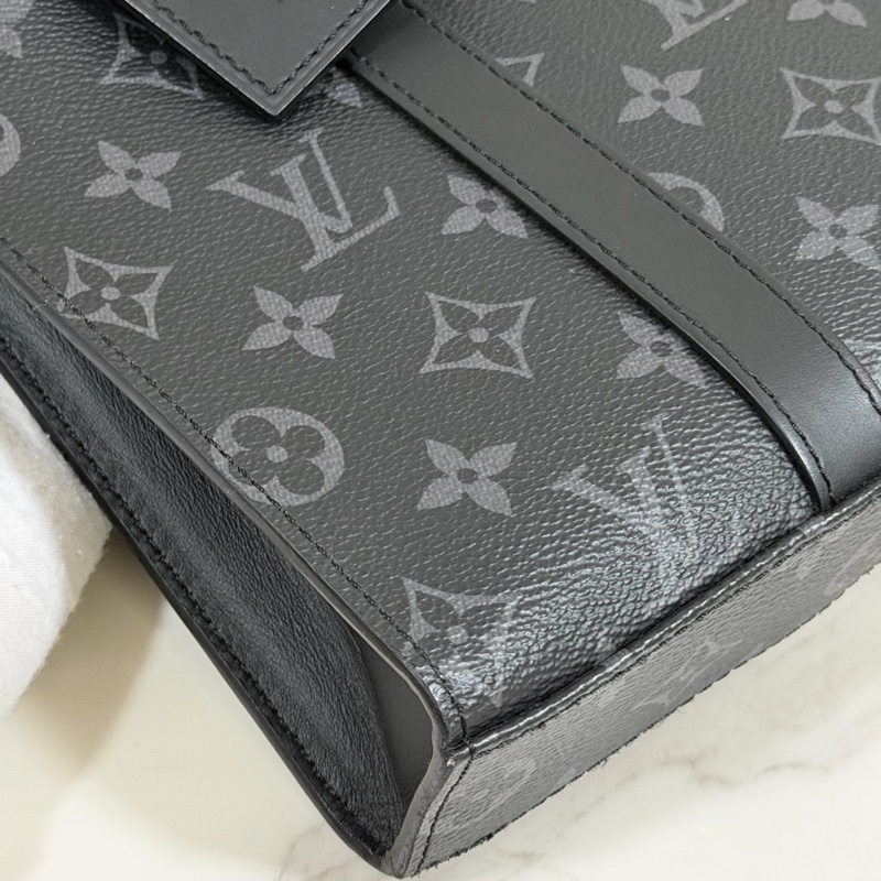 ®️LV Sac Plat Monogram 黑花男生公事包/手提包 M46098 晶片款-15