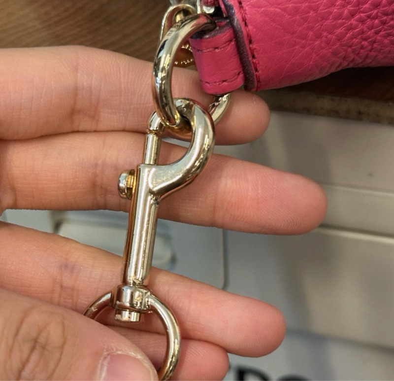 COACH玫紅色荔枝紋餃子包｜單肩包-8