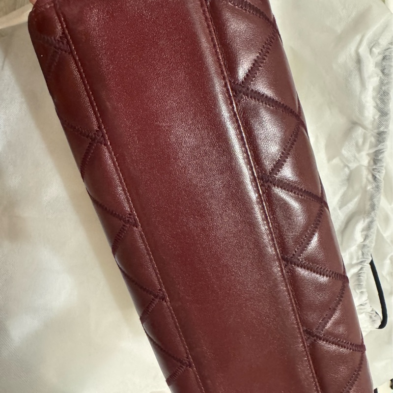 Chanel 二手 牛皮酒紅色肩背包-7