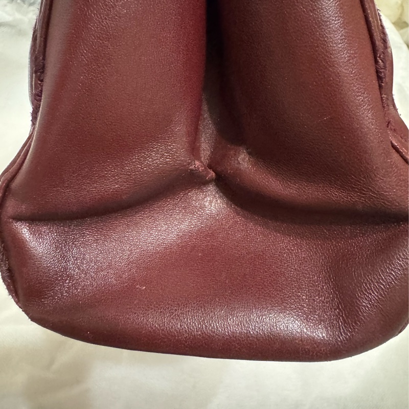 Chanel 二手 牛皮酒紅色肩背包-12